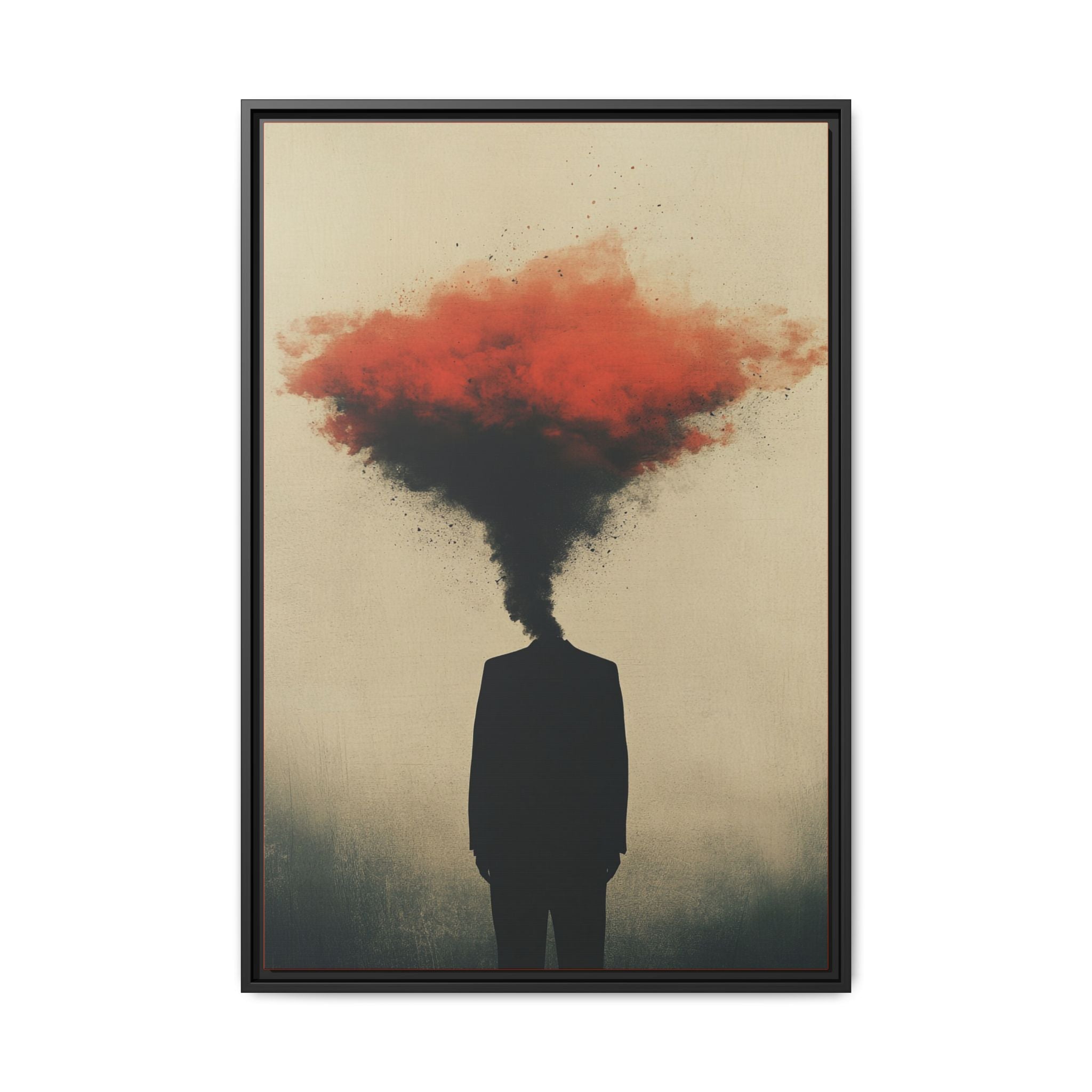 Mind Blown 1 Framed Canvas Art - Abstract Figure with Color Explosion