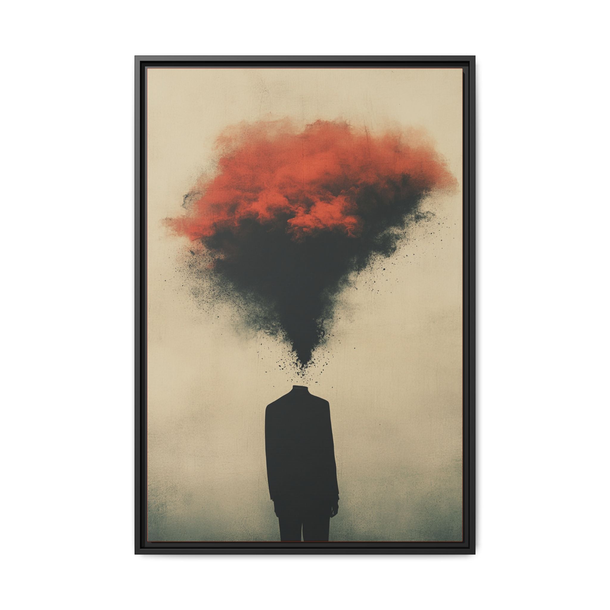 Mind Blown 3 Framed Canvas Art - Abstract Figure with Color Explosion